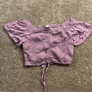 Lilac Purple Rouched Crop Top